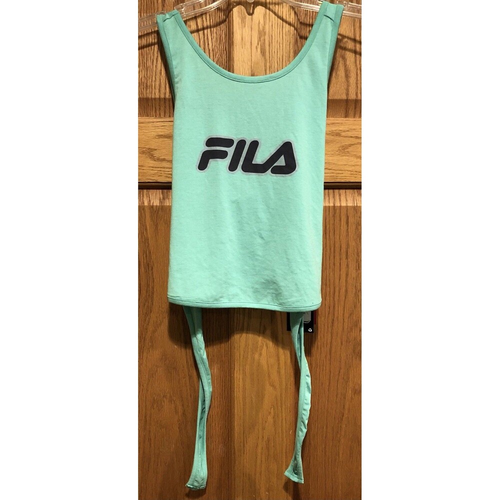 FILA FIT & FABULOUS Women's Tank Top Tie Back Jade/Cream Nine Iron Size Medium